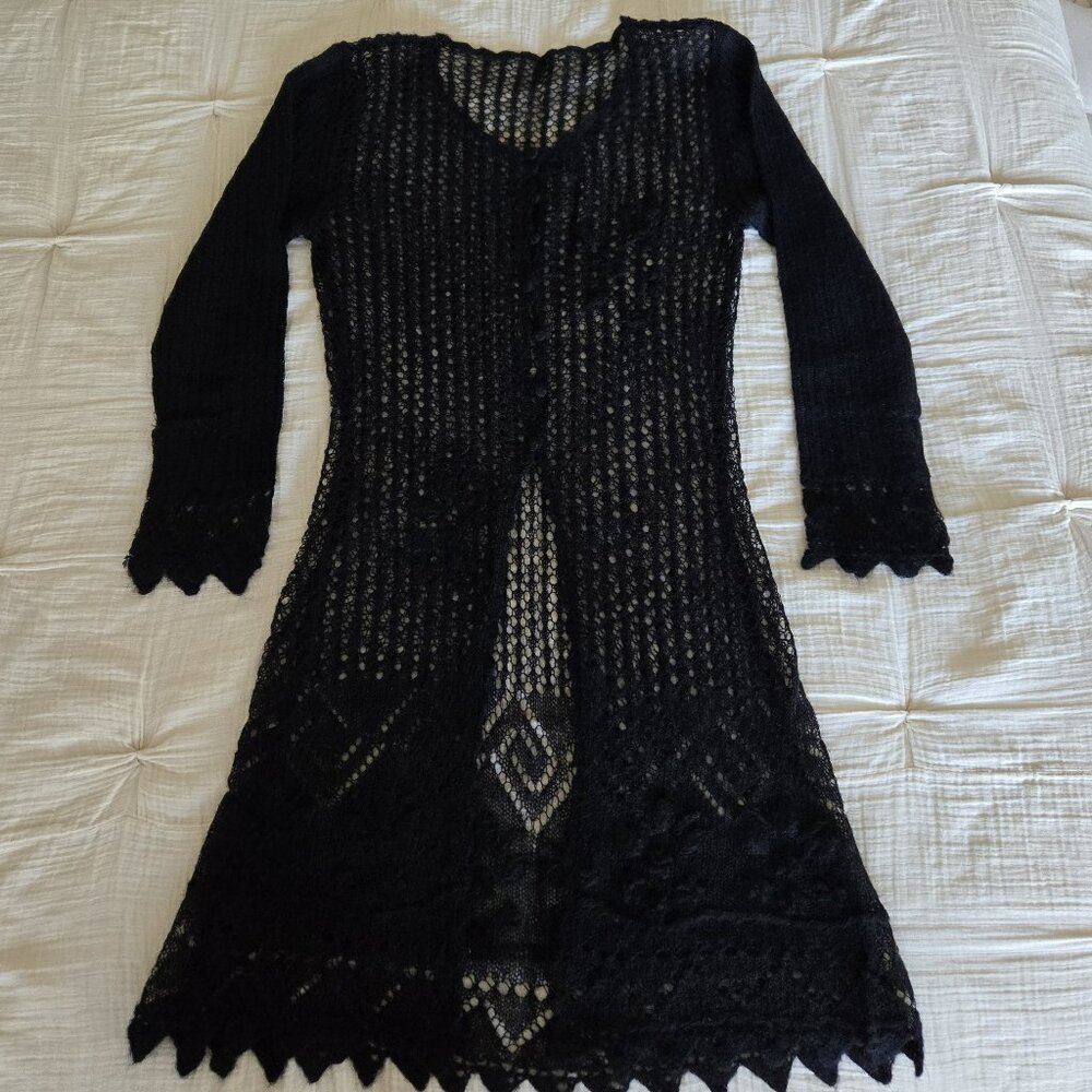 Lacy black long sweater